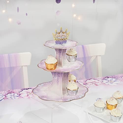 עמדת קאפקייקס סגולה לבנות קישוטים למסיבות יום הולדת לבלנדר פרחוני נושאים נושאים עוגת מסיבות קווינצ'יאנרה הגשה