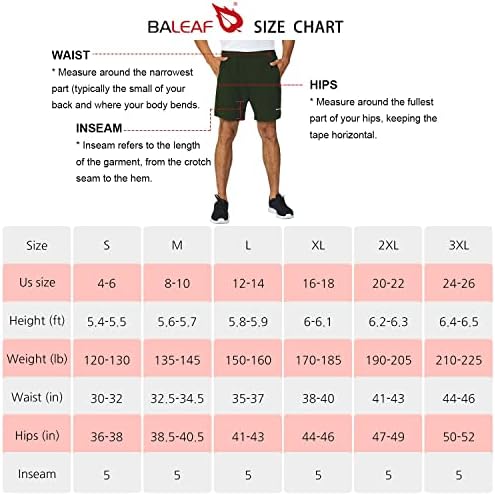 Baleaf's 5 אינץ 'של מכנסיים אתלטים של גברים בכיס רוכסן קל משקל