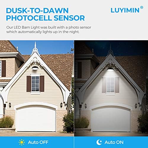Luyimin LED Barn Light 120W, 18000LM Dusk to Dean Dawn Tharding Outdoor עם Photocell - Ultra Bright