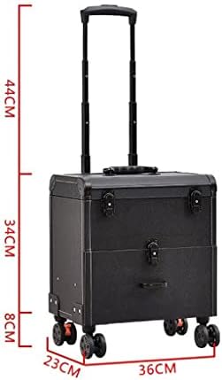 N/A מזוודה איפור עם גלגלים רטרו יופי רקמת מניקור קיבולת גדולה קיבולת מזוודה מתגלגלת מארז עגלת עגלת