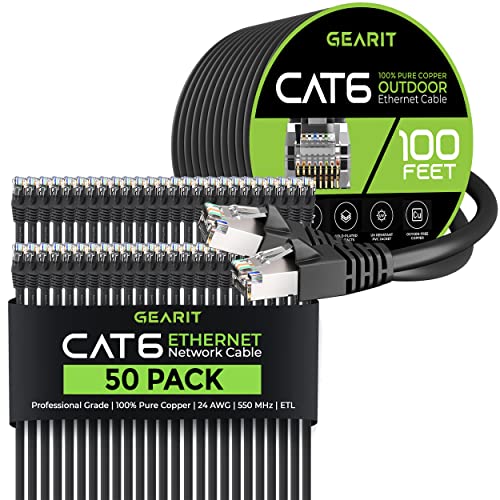 GEARIT 50 PACK 3FT CAT6 כבל Ethernet וכבל 100ft Cat6