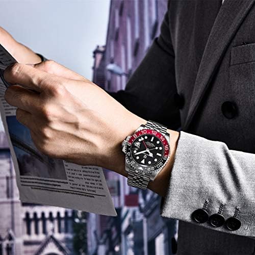 על ידי בניאר פגאני עיצוב 40 ממ שעון גריניץ אוטומטי גברים מכאני שעונים נירוסטה עמיד למים ספיר זכוכית זוהר