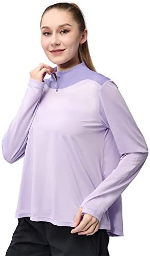 Sanifer's UPF 50+ חולצות שרוול ארוך 1/4 סוודר סוודר הגנה מפני השמש חולצות טיול אימון נושמות