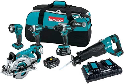 MAKITA XT507PT 18V LXT LTIM-ION-ION BRAWLESS 5-PC. ערכת משולבת, BL1860B 18V LTX LITIIUM-ION 6.0AH