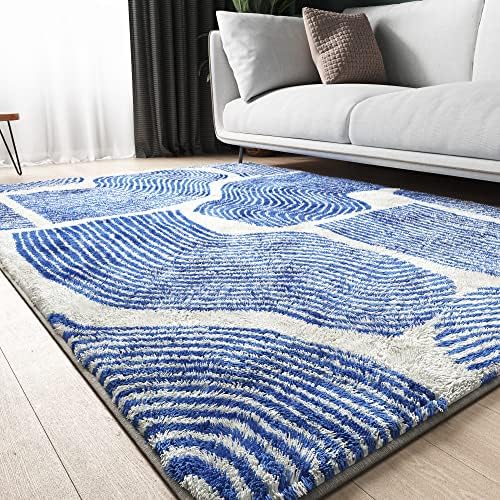 שטיח שטח שטח של Odika Soft 3x5, אנטי תלוש, רחיץ, ידידותי לחיות מחמד, קשמיר פו שטיח מודרני לחדר שינה בסלון