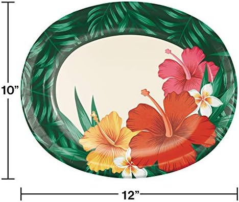 יצירתי המרת פרחים טרופיים סגלגל צלחות, 10 איקס 12, רב צבע