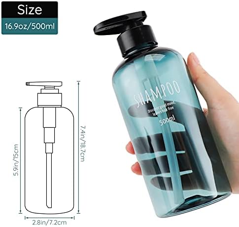 Segbeauty 6 יחידות בקבוק שמפו, 16.9oz מתקן קרם ריק למילוי חוזר עם משאבה, 500 מל בקבוק מקלחת