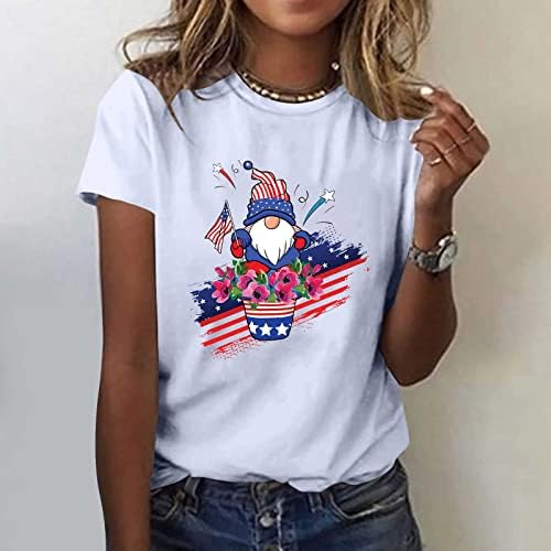 חולצות 4 ביולי לנשים 2023 חולצת יום העצמאות גנום פטריוטי צמרות קיץ מזדמנים