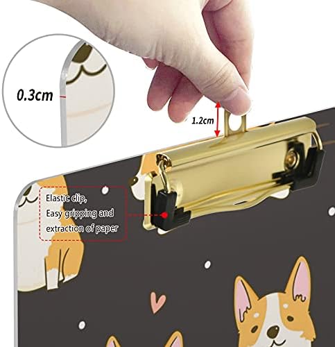 קורגי כלבים לוח פלסטיק 9איקס 12.5 אקריליק לוחות עם פרופיל נמוך קליפ א4 מכתב גודל כבד החובה