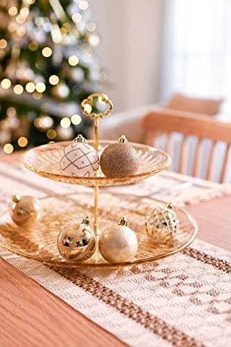 Valery Madelyn לבן זהב לבן חבילה קישוט לחג המולד 30CT קישוטים לכדור חג המולד + זר חג מולד 30 אינץ