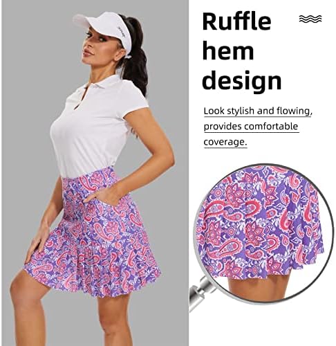 M Moteepi 19 חצאיות גולף לנשים באורך הברך פרוע חצאית חצאית טניס חצאית אתלטית סקורט לריצת אימון