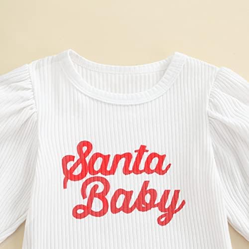 תינוקת יילוד תינוקת בגדי חג מולד בגד גוף רומפר + מכנסיים תחתון פעמון + סרט חג המולד 3 יחידות חורף