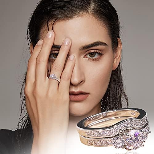 מעדן טבעות לנשים זוג טבעת מלא יהלומים חלול גילוף אופנה אהבה בצורת יהלומי טבעת טבעות רגיל טבעת
