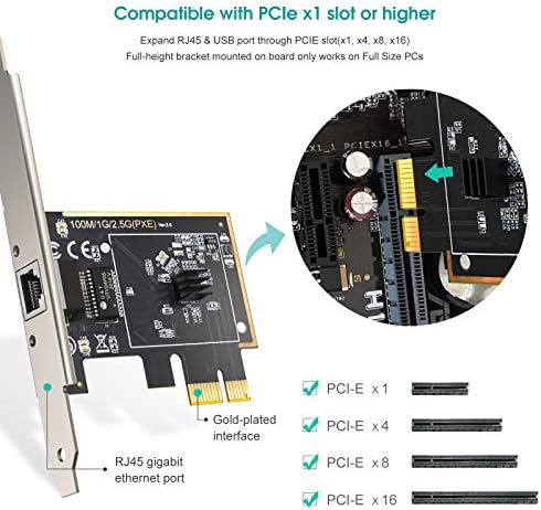 מתאם רשת PCIE 2.5GBASE-T, 2500/1000/100MBPS PCI Express Ethernet כרטיס RJ45 LAN תומך בשרת Windows/Windows,