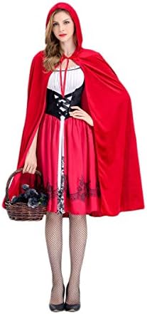Pretyzoom אופנה נשים ליל כל הקדושים אדום כיס רכיבה על איכר תלבושות ליל כל הקדושים- גודל S מסיבות טובות