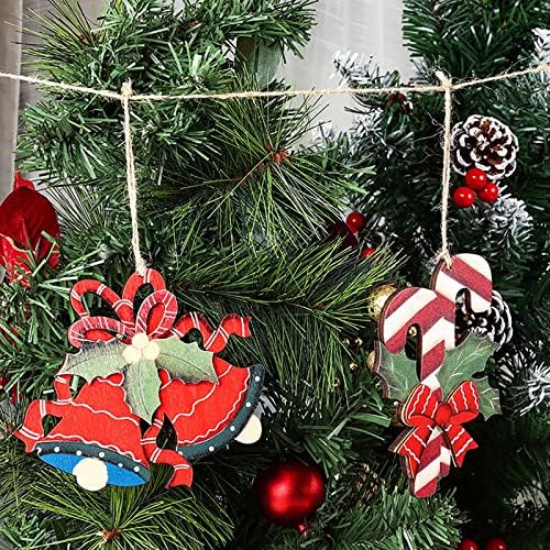 פעמוני חג המולד קישוט קנים קישוט עץ חג המולד תליון ויטראז 'ערכות חלון זכוכית למבוגרים