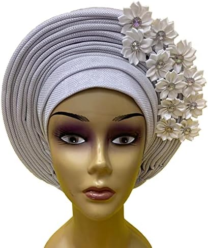 אופנה ניגרית ג ' ל כיסוי ראש עם אבנים נשים ראש גלישת חרוזים תחרה כבר עשה אוטומטי אפריקאי כיסוי ראש