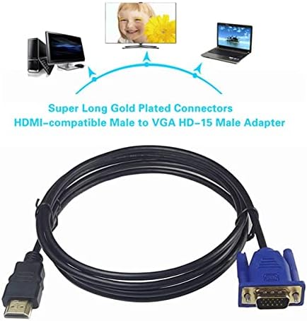 פרופקטלן 3 מטרים מחברים מצופים זהב סופר ארוך זהב מחברים HDMI תואמים זכר ל- VGA HD-15 כבל כבל מתאם זכר עבור