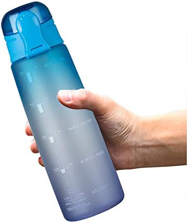 בקבוק מים ספורט של Yoyoiei עם סמן זמן וקש 32 גרם כד מים עמיד דליפה BPA חופשי זרימה מהירה מהפוך