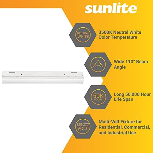 Sunlite 85470 מתקן תאורה לינארי LED ליניארי 2 מטרים, 20 וואט, 120-277 וולט, ניתן לעמעום, אורך חיים של