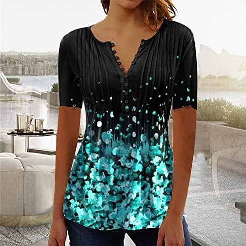 סמידו בתוספת גודל טוניקה חולצות לנשים טרנדי 2023 בוהו פרחוני חולצות קצר שרוול חריץ עם צוואר חולצה גרפי טיז חולצה