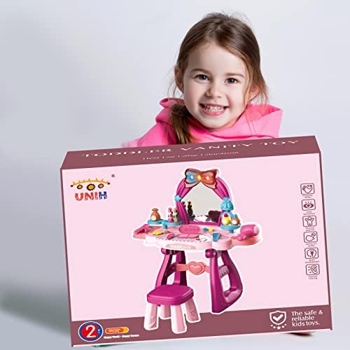 יוניה פעוט יהירות צעצועי עבור 2 3 4 5 שנה ישן בנות ילדים יהירות סט עם מראה כיסא להעמיד פנים לשחק נסיכת