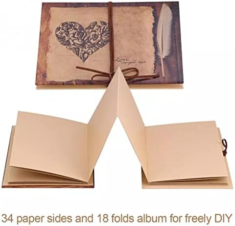 Yfqhdd 34 עמודים Diy Craft אלבום תמונות וינטג 'סגנון לב לב אלבום תמונות אלבום אלבום ספר אלבום אלבום זיכרון לחתונה