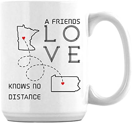 ספל מרחק מינסוטה פנסילבניה אהבת חברים לא יודעת מתנה למרחק לחבר הטוב ביותר מתנה מדינה למדינה ספל קפה למרחקים