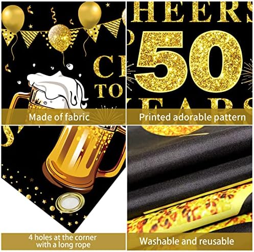 ויסקי קישוטי מסיבת יום הולדת 50 לגברים, מעודד זהב שחור עד 50 שנה תפאורה ותלויה מערבולות מיושנות לשלמות