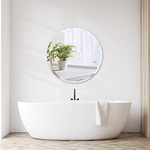 Jenbely מראה חדר אמבטיה ללא מסגרת 36 אינץ ', מראה יהירות מעגל עם קצה משופע 1 אינץ' לחדר אמבטיה, כניסה,