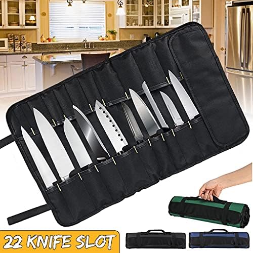 מקצועי סכום שף תיק-סכין רול תיק עבור שפים מתאים עד 22 סכינים שחור