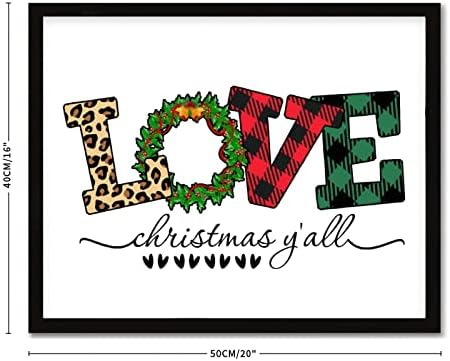 Alioyoit שלט קיר תלוי באהבה חג המולד, yall כפרי שיק סגנון 16x20in תליית מסגרת שחורה לוחית עץ לשנה