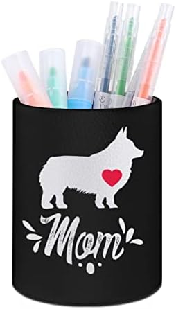 וולשית קורגי כלב אמא עור מפוצל עיפרון מחזיקי עגול עט כוס מיכל דפוס מארגן שולחן עבור משרד בית