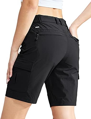 מכנסי טיול לנשים של Mier עם 7 כיסי רוכסן מהיר מהיר ויבש קל משקל קמפינג קמפינג מכנסיים, ניילון Ripstop