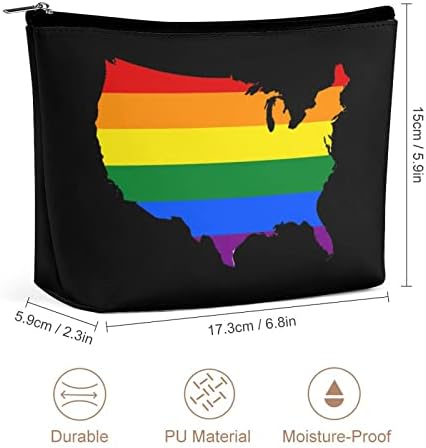 גאווה גאווה מפת דגל להטבים של אמריקה שקית איפור קשת שקית קוסמטיקה קיבולת גדולה קיבולת ניידת טיול