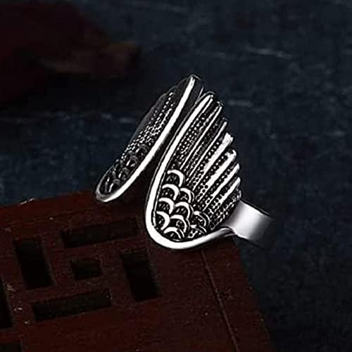 2023 חדש טבעת טבעת תכשיטי פתוח בציר שרוול פלדת מלאך מתכוונן פאנק נירוסטה שחור טבעות אצבע טבעות לנשים