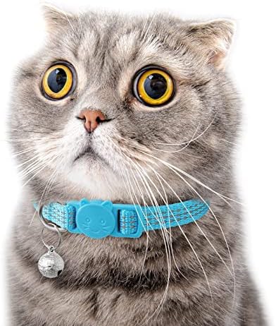 גרסה משודרגת 6 חבילה רעיוני חתול קולרים עם פעמון, הבדלני בטיחות חתלתול צווארון,מתכוונן 7-12,לילדה