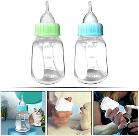 1 סט פלסטיק גור בקבוק מיני פטמת קערות כלים מים חתול נוזל ערכת-האכלה כחול בקבוק-בתפזורת חיות סיליקון לחיות