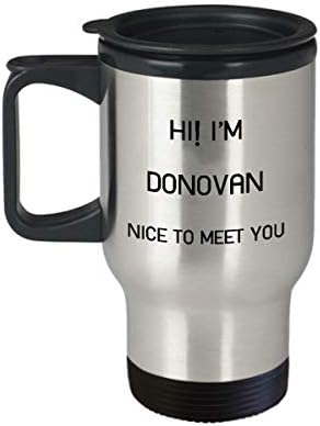 אני ספל נסיעות של Donovan שם ייחודי מתנת כוס מתנה לגברים נשים 14oz נירוסטה