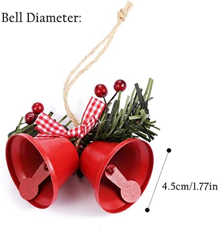 Zhome Decorative Metal Bell Bell - פעמוני ג'ינגל כפולים קישוט עם סרט קשת לעיצוב חג חג המולד Multicicoror