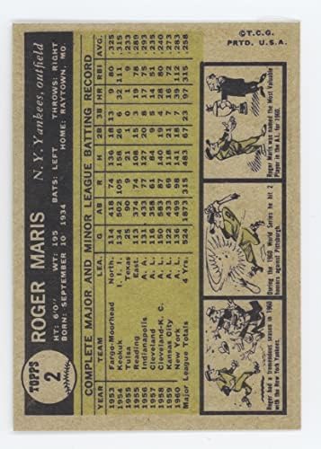 רוג'ר מאריס 1961 Topps 2 חתימה אוטומטית הדפסה אוטומטית - כרטיס בייסבול