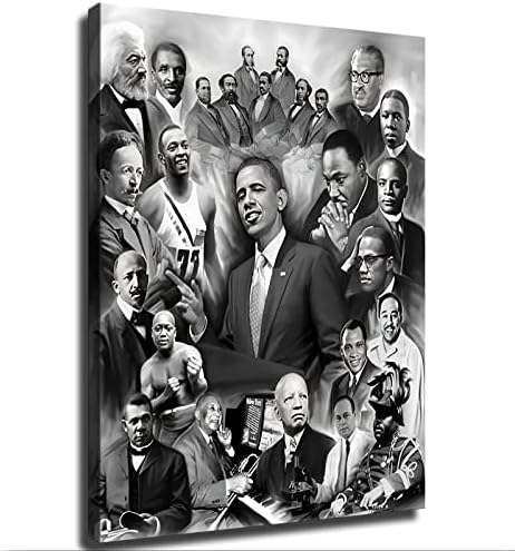 אובמה מלקולם ומרטין לותר קינג פוסטר גדול שחור ההיסטוריה חודש בציר אמנות בית משרד דקור בד הדפסת אפריקאי