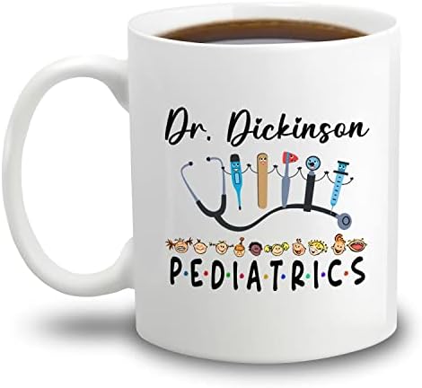 אישית רופא ילדים לבן קרמיקה קפה ספל כוס 11 עוז 15 עוז, מותאם אישית שם מצחיק רפואת ילדים נסיעות ספל