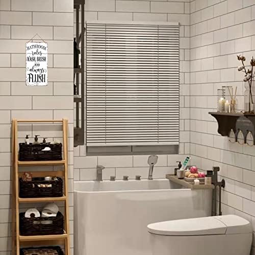 כללי אמבטיה של קיזואה שוטפים מברשת ותמיד שוטפים שלט חידוש תליית מתכת וינטג ' עיצוב בית חווה לשירותים, חדר רחצה,