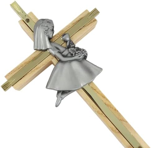 Needzo Commion First Commion Cross, מתנה לזכר בנות, מזכרת קתולית, 7 אינץ '