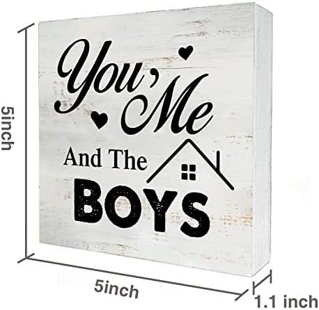 אתה אני והבנים שלט קופסאות עץ עם אמירה עיצוב שולחן עבודה 5 x 5 אינץ
