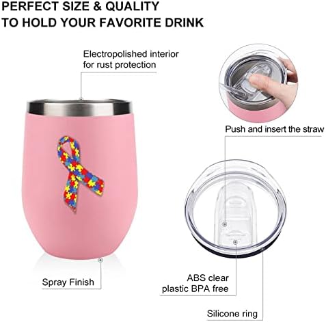 אוטיזם מודעות סרט בקבוק כוס עם מכסה מבודד נירוסטה כוס כפול קיר משרד בית כוסות