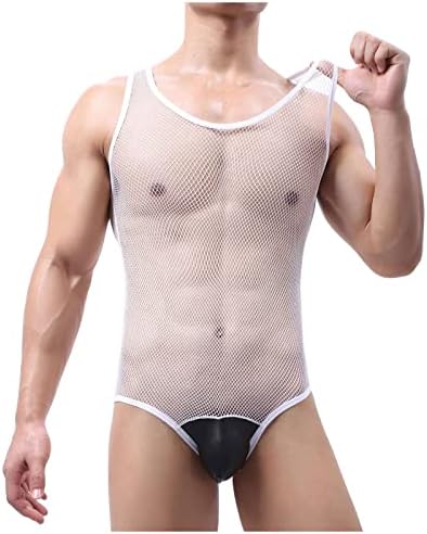 תחתוני גוף של רשת גברים בגדים, סרבל סרבל ללא שרוולים ללא שרוולים מתלה תרגיל תרגיל שריר פיתוח גוף סרבל