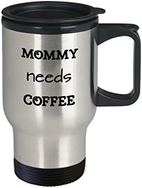 מתנת ספל נסיעות של אמא, אמא צריכה קפה, 15 גרם ספל קפה מפלדת אל חלד עם מכסה, מתנת ספל חידוש, כוס קפה אל חלד לאמהות