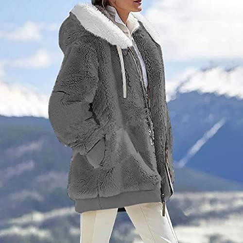מעילי חורף של Zefotim לנשים, 2022 פלוס גודל גודל פלייס קטיפה מעיל מעיל מעיל ברדס עם מעילי צמר חמים